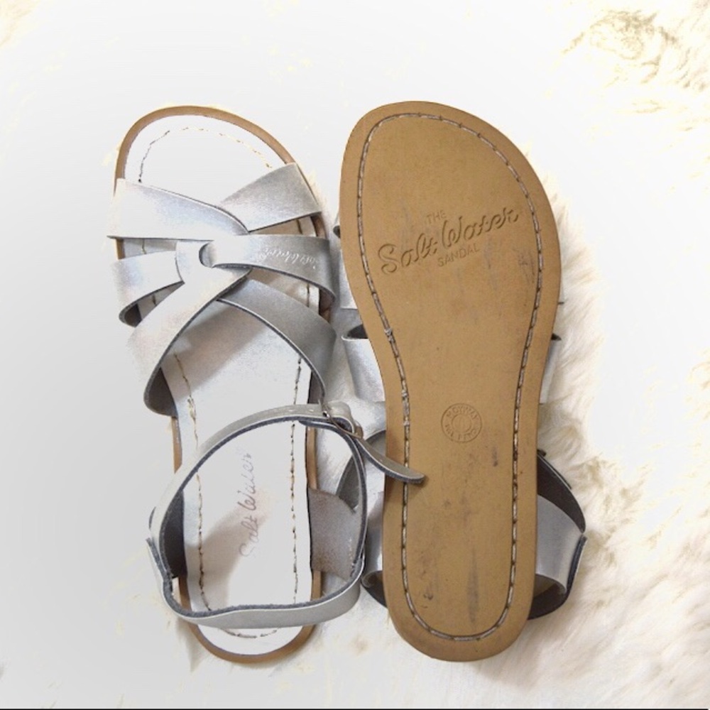 💦SALTWATER SANDALS Silver Women’s Size 6 - Picture 7 of 7